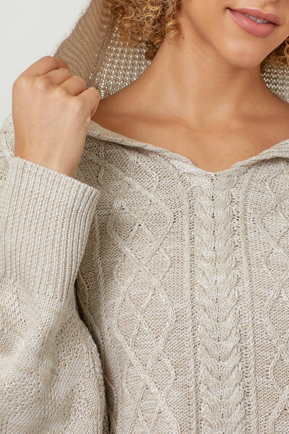 Dolman Hooded Oatmeal Sweater
