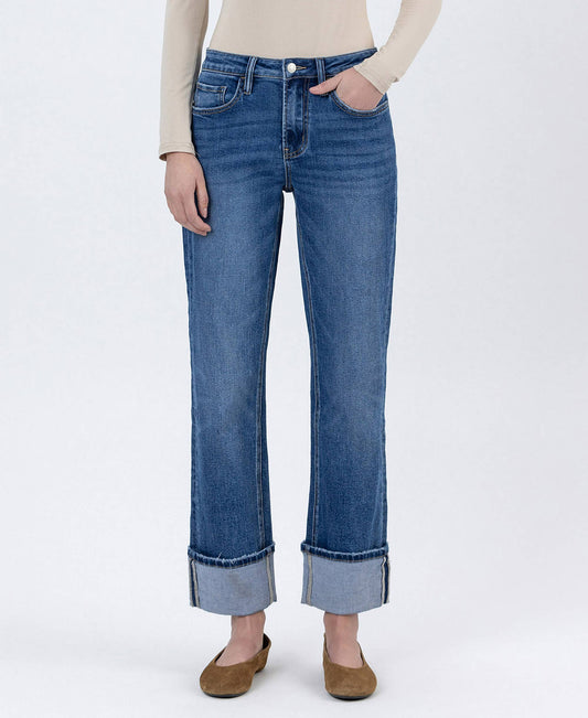 Loveret08: High Rise Cuffed Straight Jeans