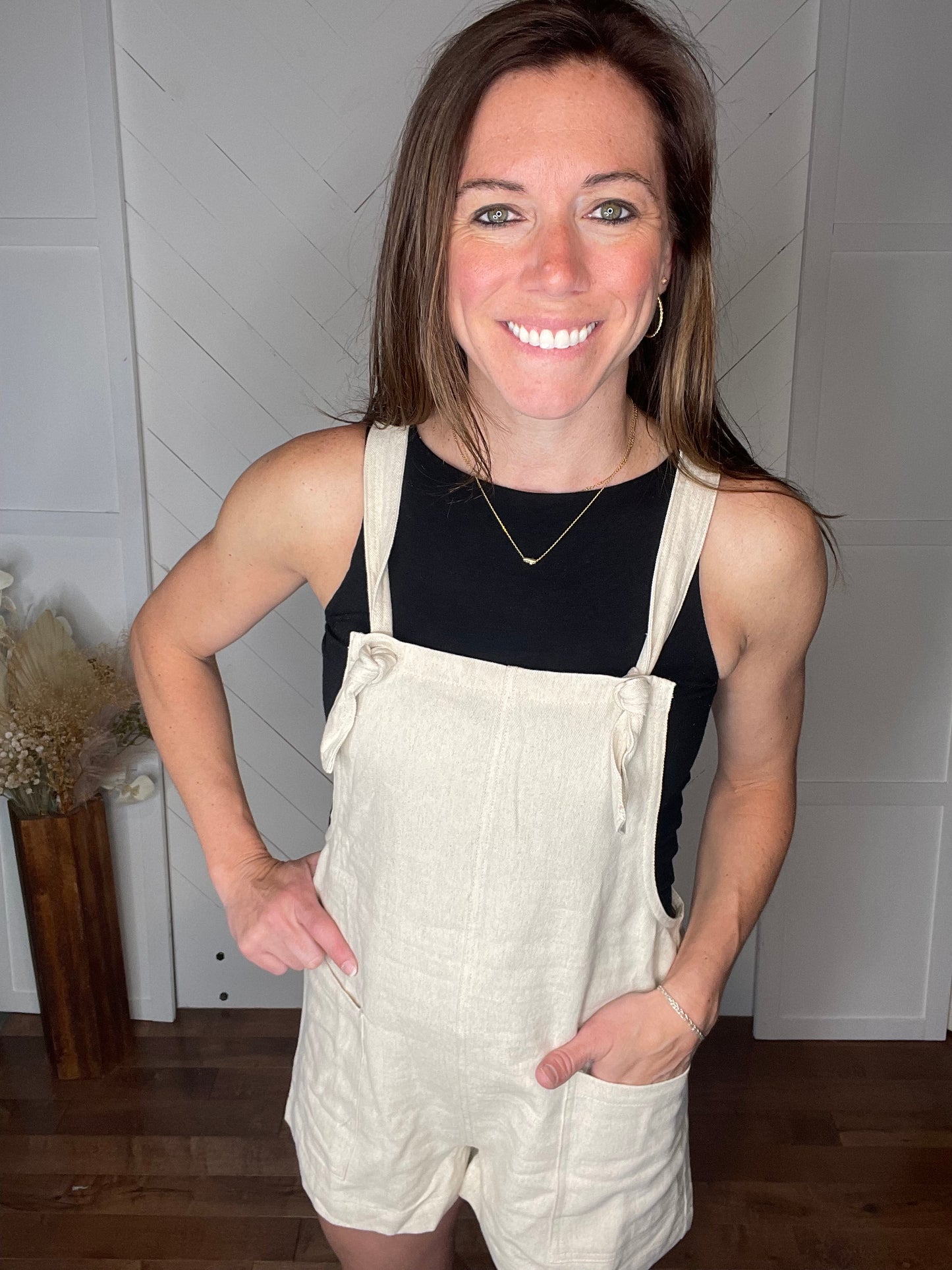 Oatmeal Linen Overalls