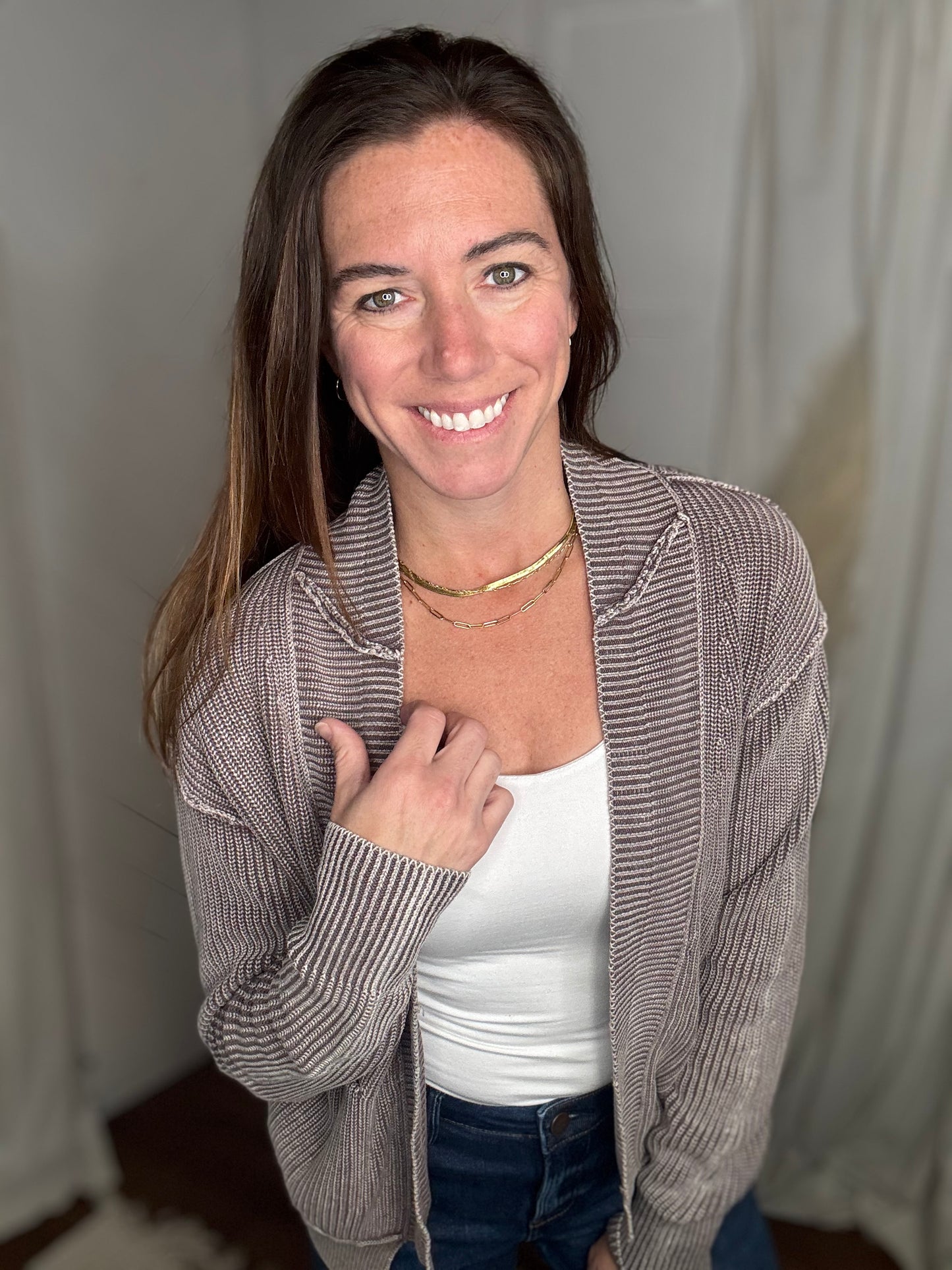 Dark Roast Exposed Seam Cardigan