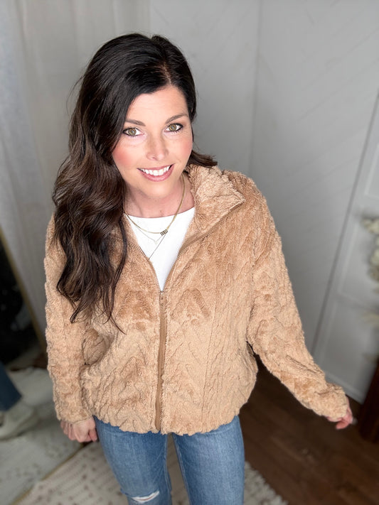 Soft Sand Zip-Up Fleece Cardigan