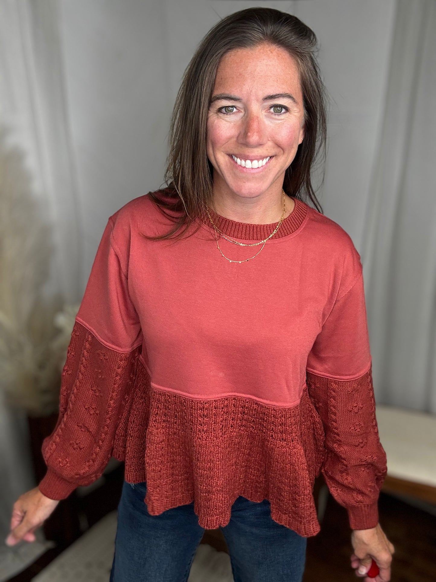 Brick Autumn Mixed Sweater