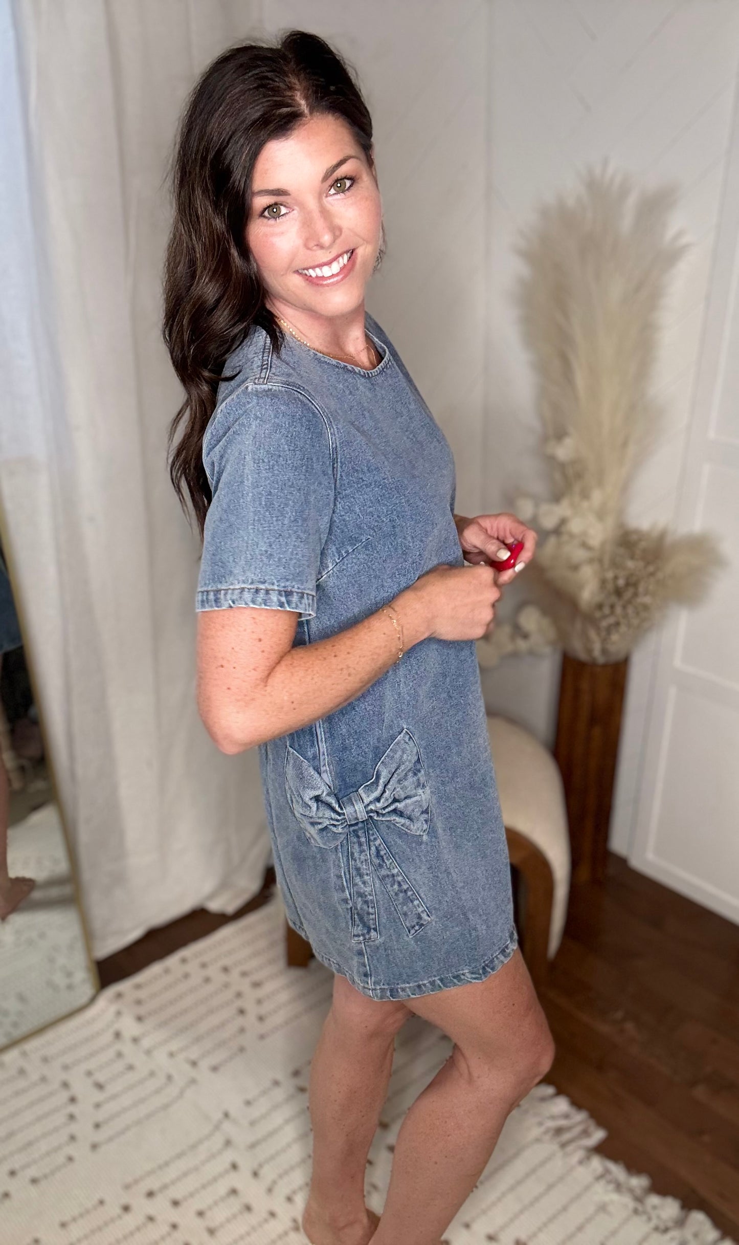 Bow + Go Denim Dress
