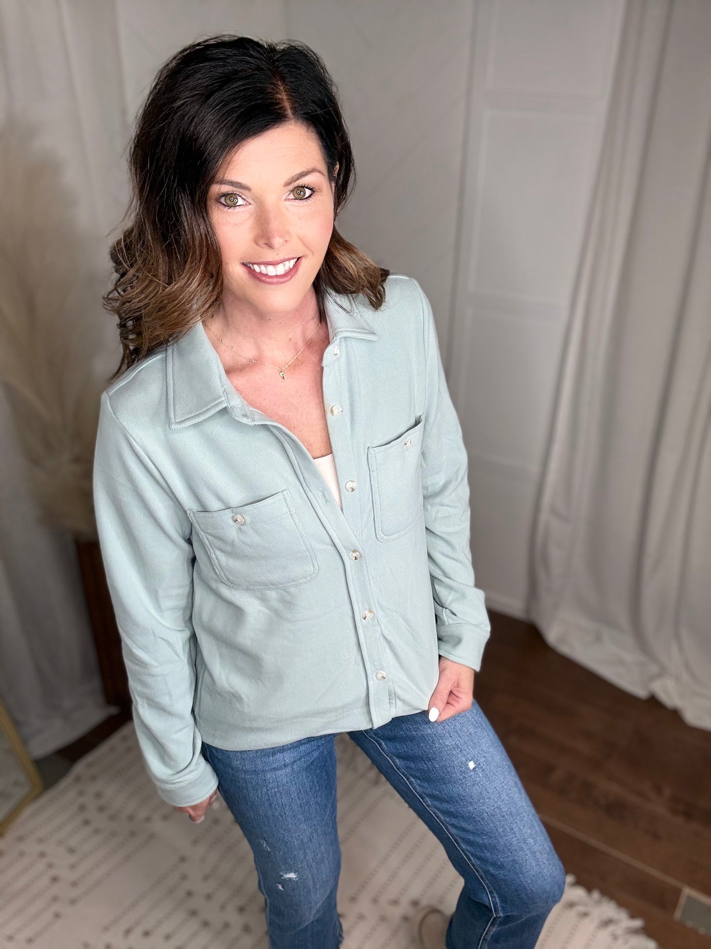 Lt. Blue Soft Button Up