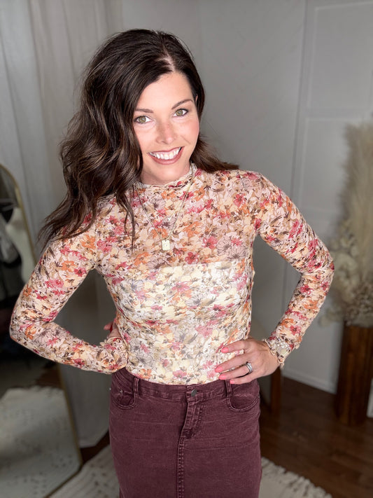 Fall Floral Breeze Lace Top