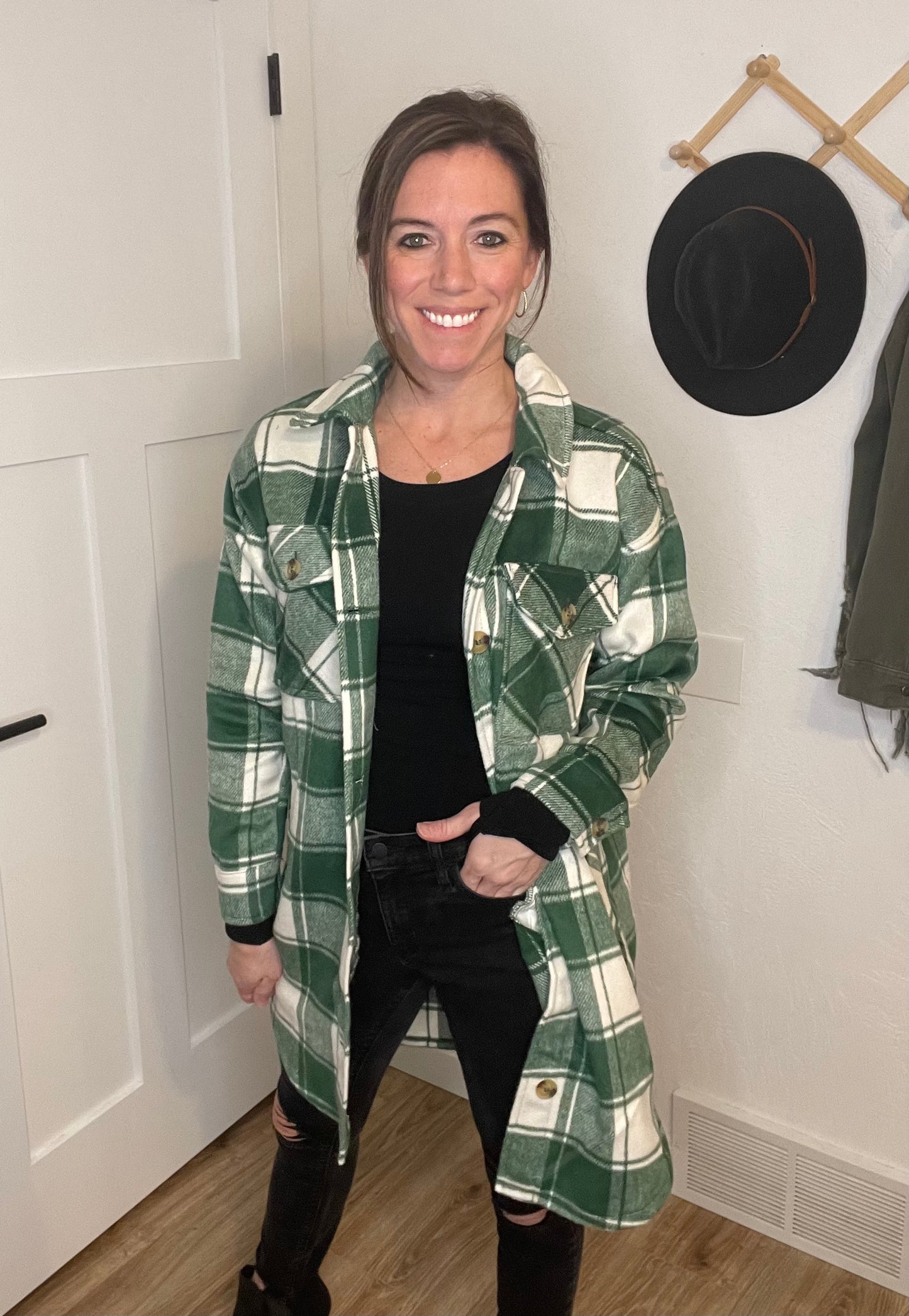 Oversized Green Button Up Shacket