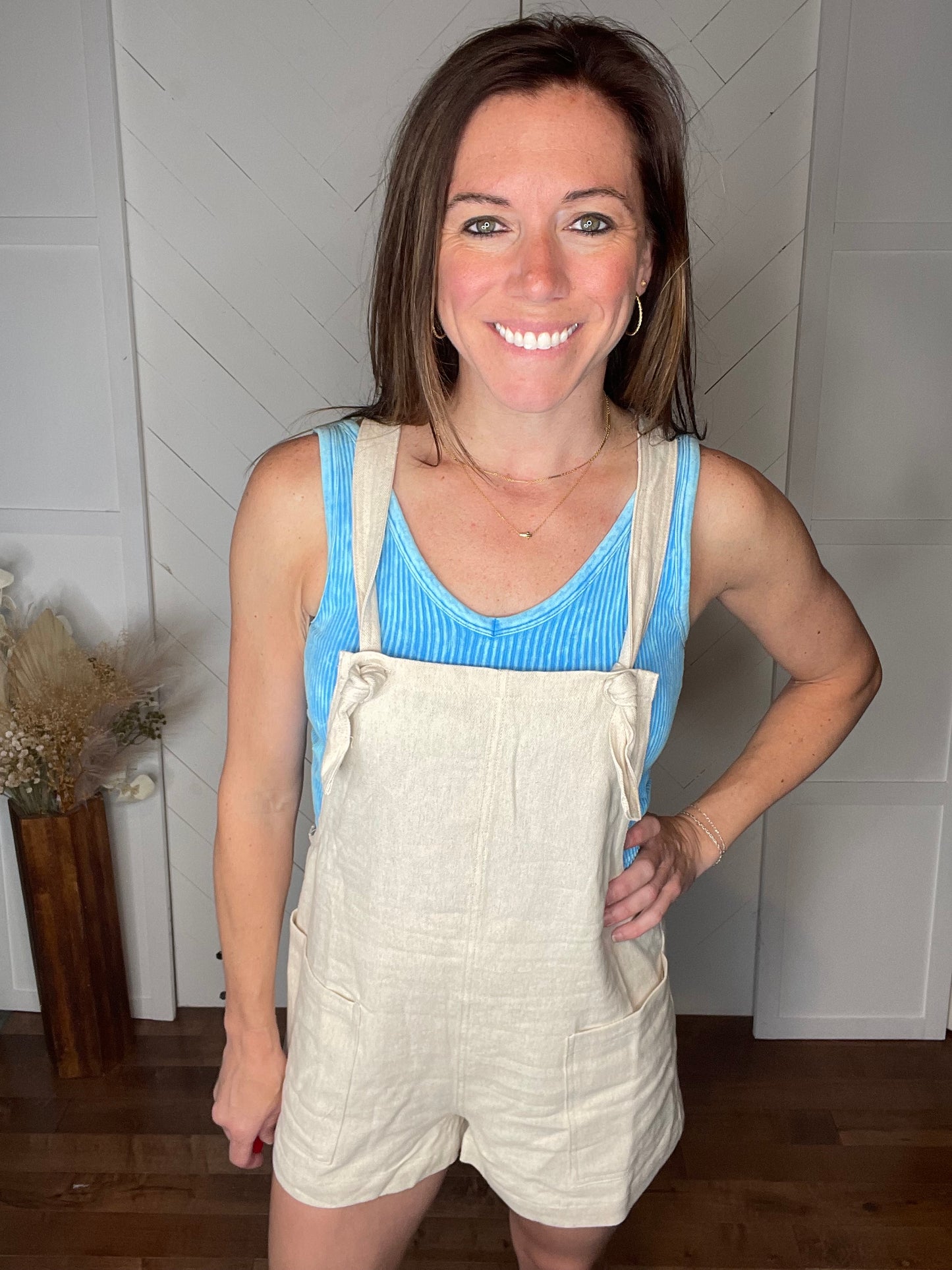 Oatmeal Linen Overalls