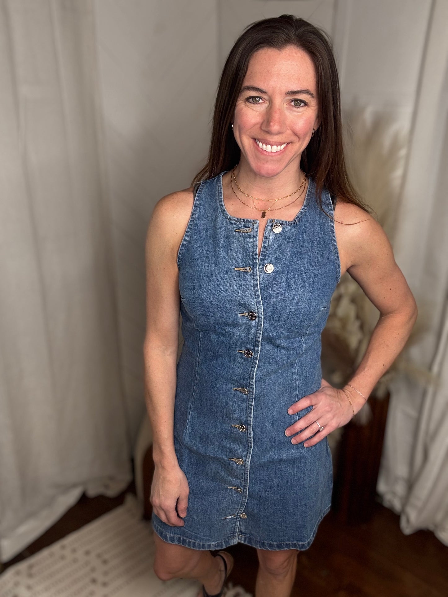 Denim Sleeveless Button Down Dress