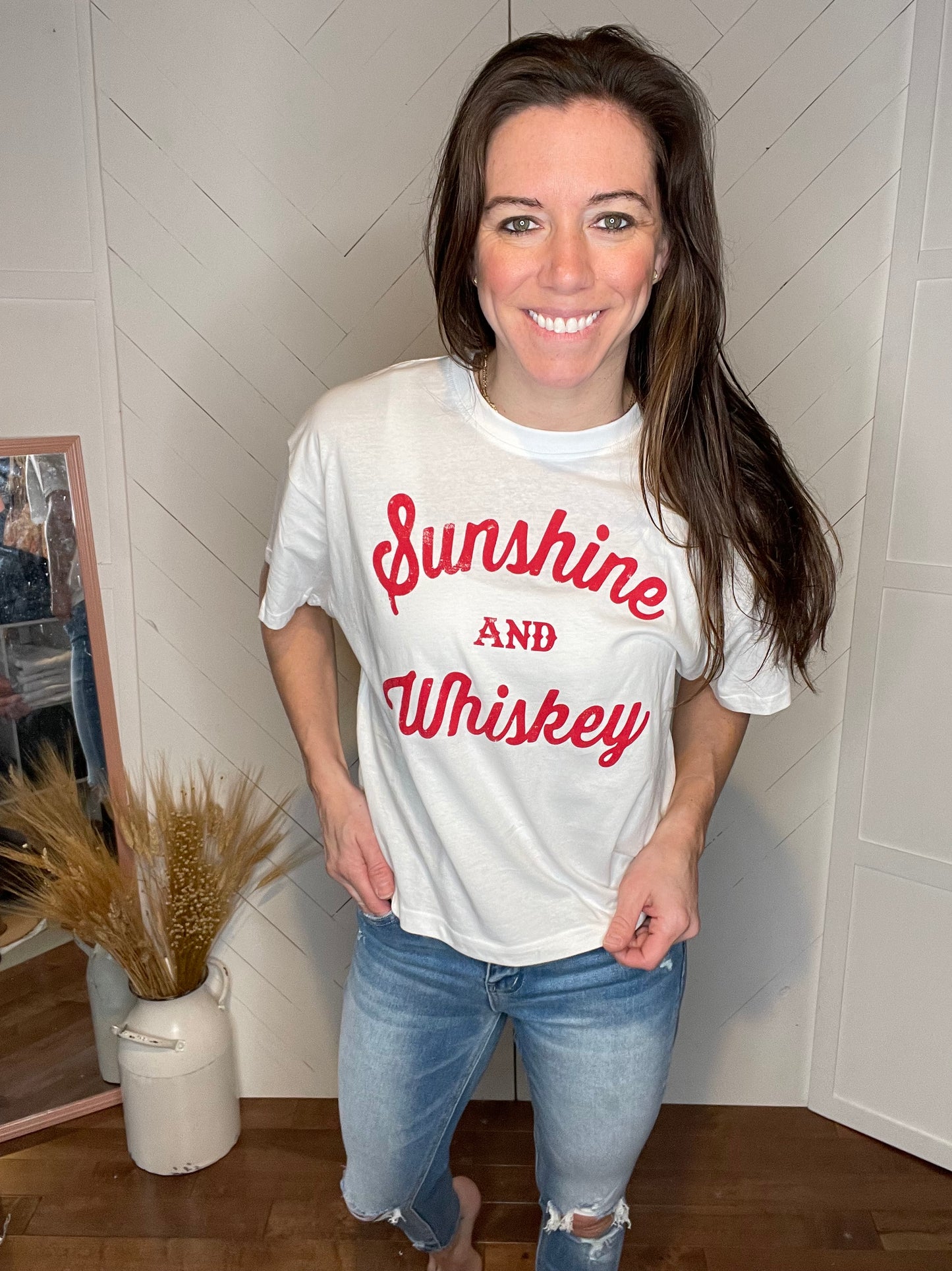 Sunshine + Whiskey Long Crop: White