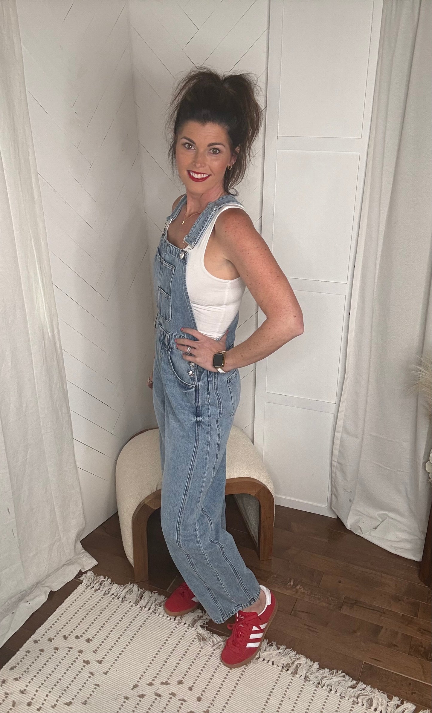 Light Washed Barrel Overalls