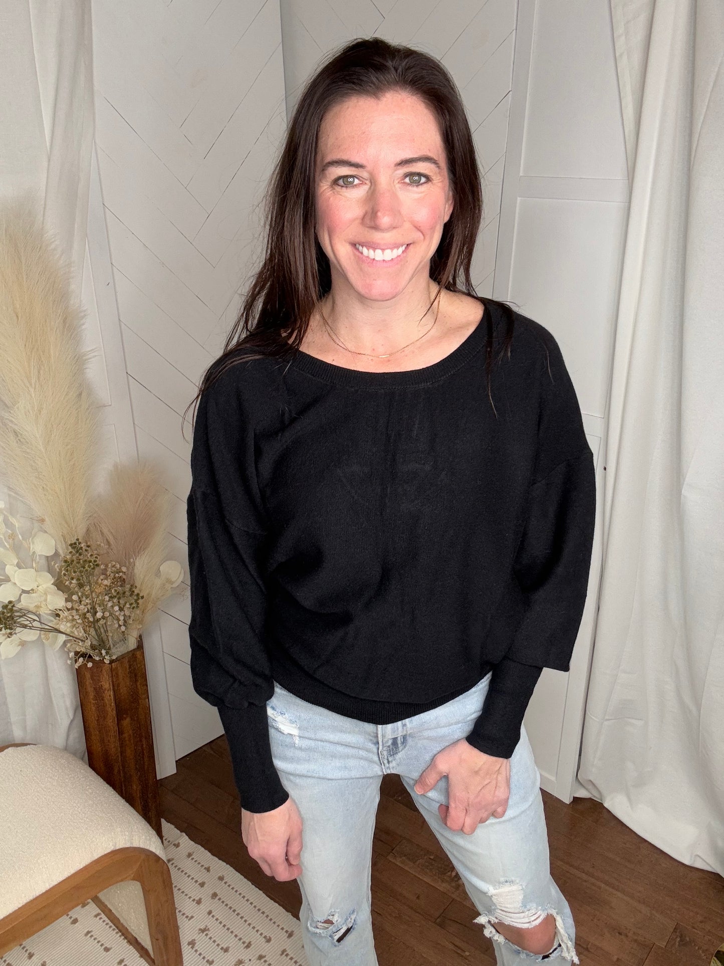 Open Elegance Sweater: Black