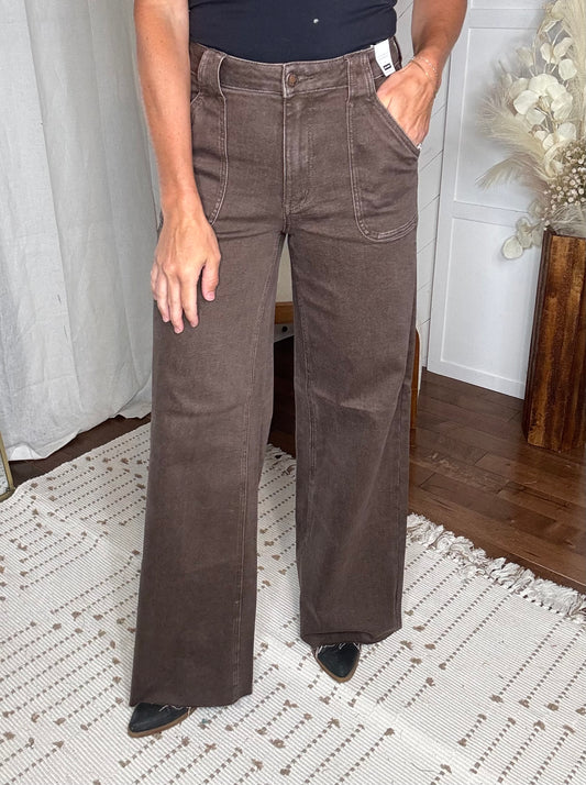 Judy Blue Chocolate High Waist Retro Wide Leg Pants