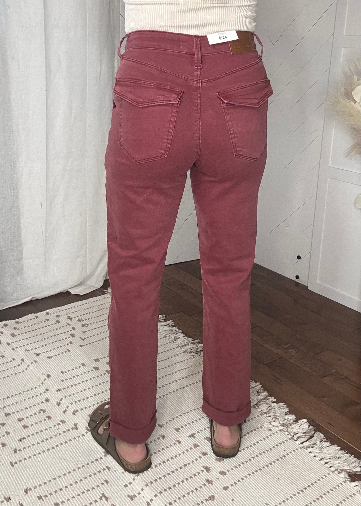 Judy Blue High Waist Burgundy Straight Leg