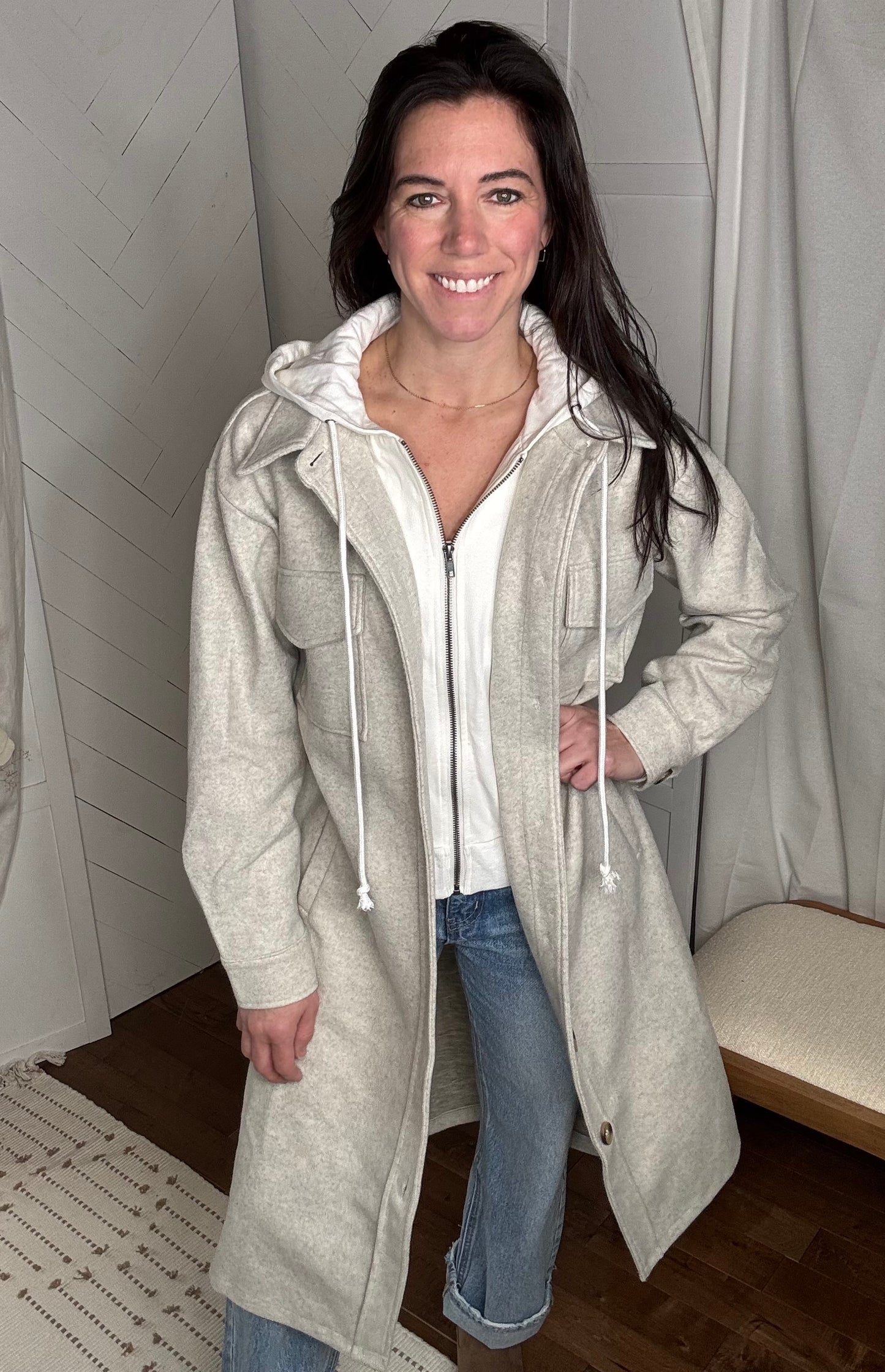 Twofer Hoodie Jacket: Oatmeal