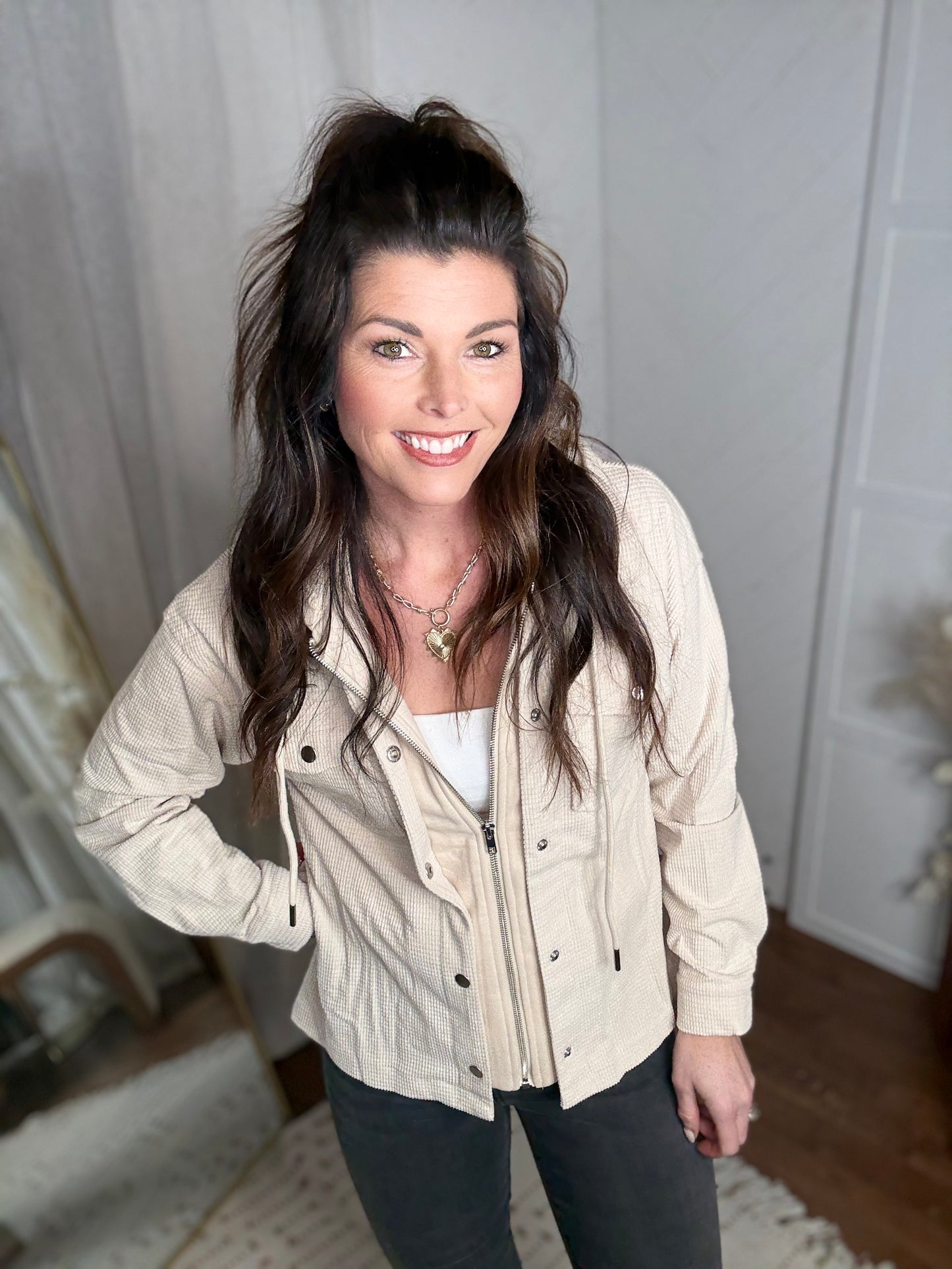 Barely Beige Zip-up Jacket