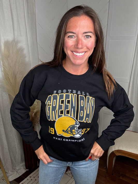 Green Bay Football Sweatshirt: Black