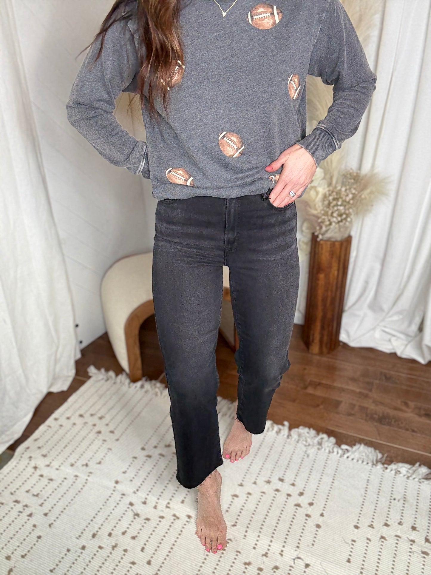Hidden: Black Tracey Wide Straight Leg Jeans