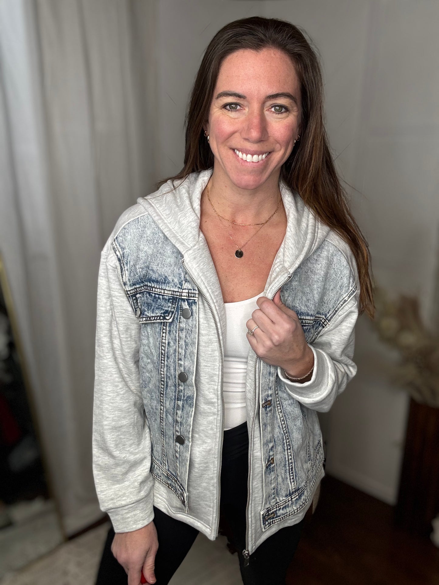 Double Take Denim Hoodie Jacket