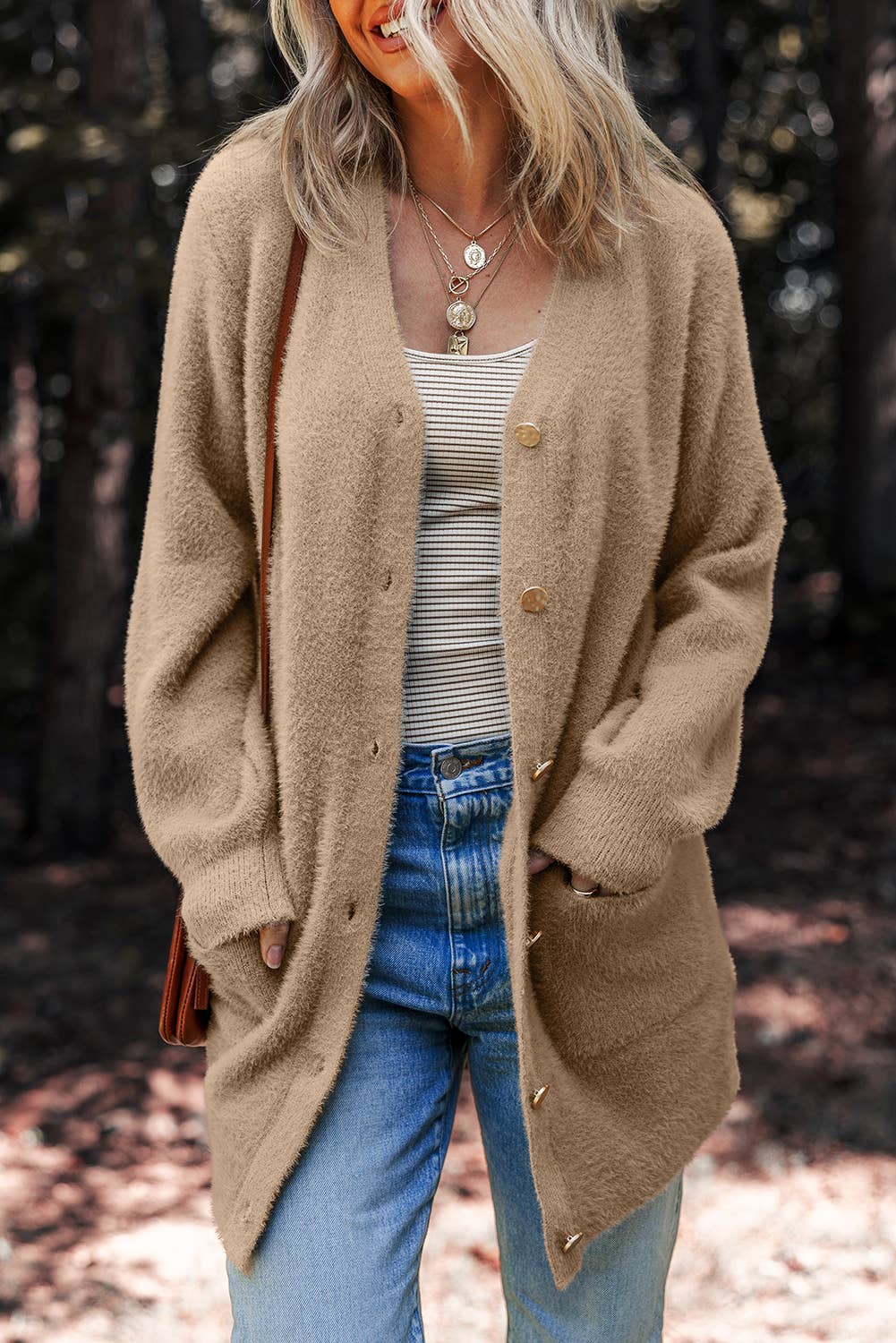 Fuzzy Taupe Cardigan