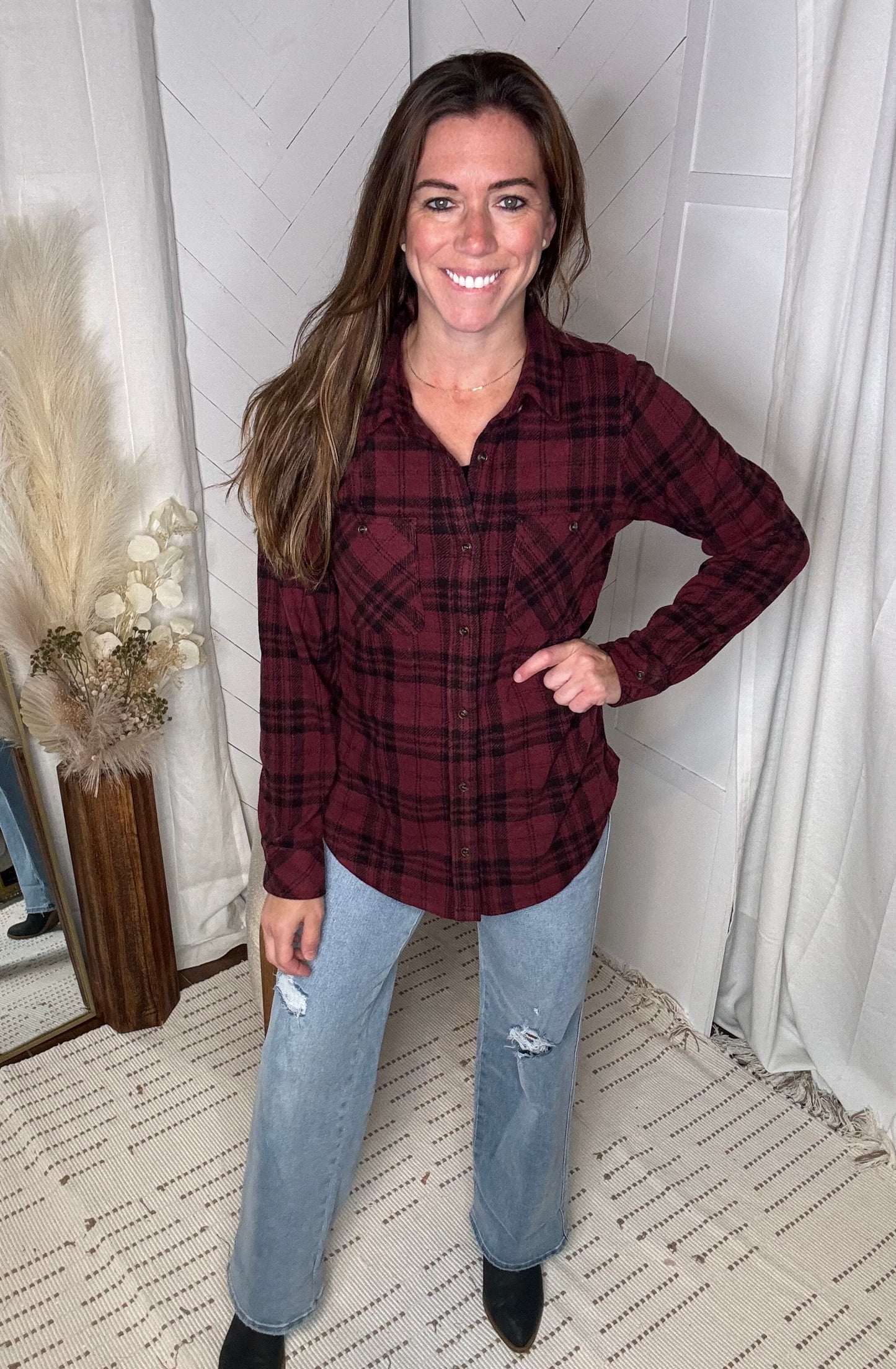 The Lexi Button Down: Red Plaid