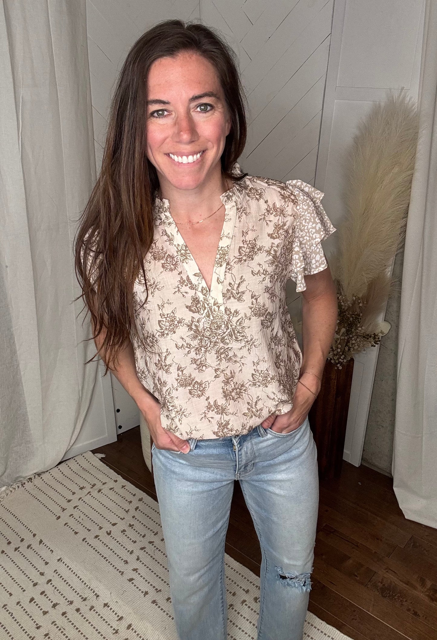 Whisper Ruffle Sleeve Top
