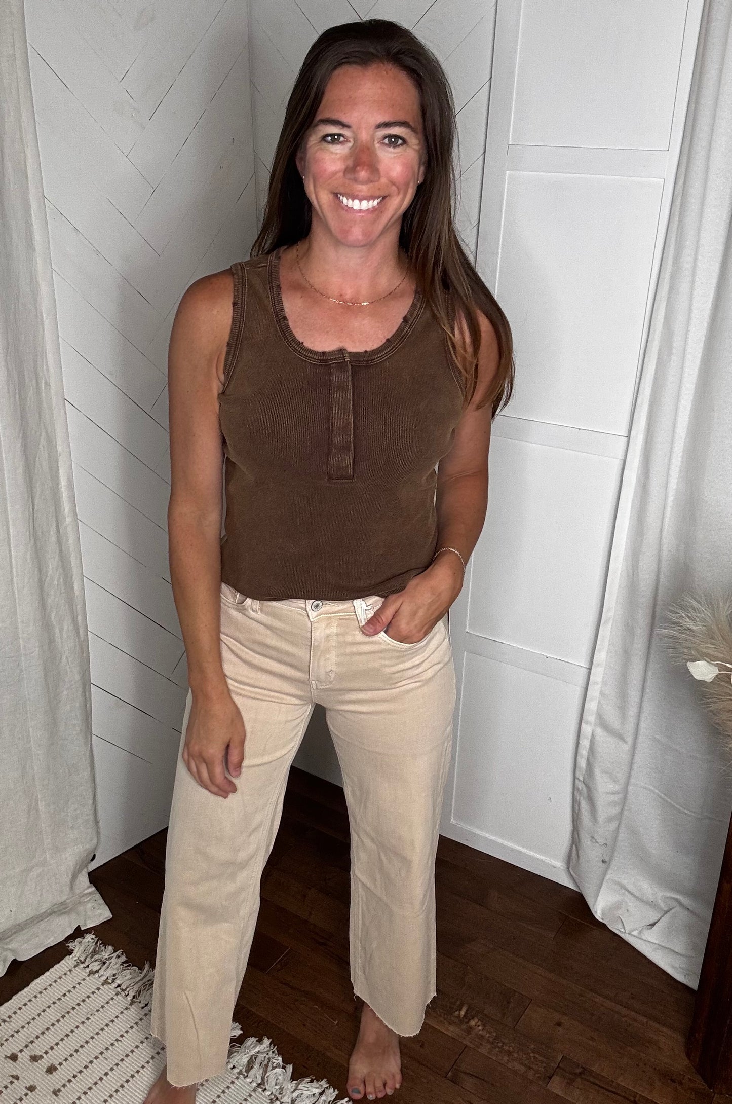 Vervet94: Tan High Rise Crop Wide Leg