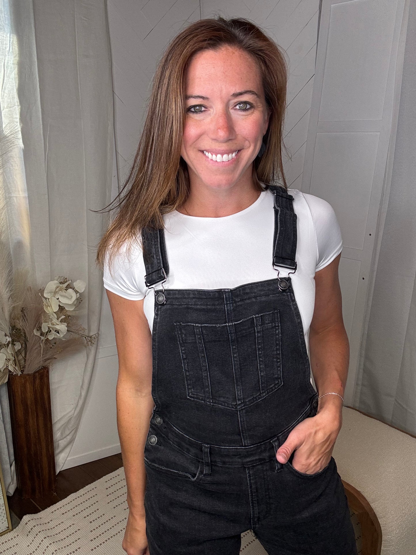 Mica Black Boyfriend Overalls