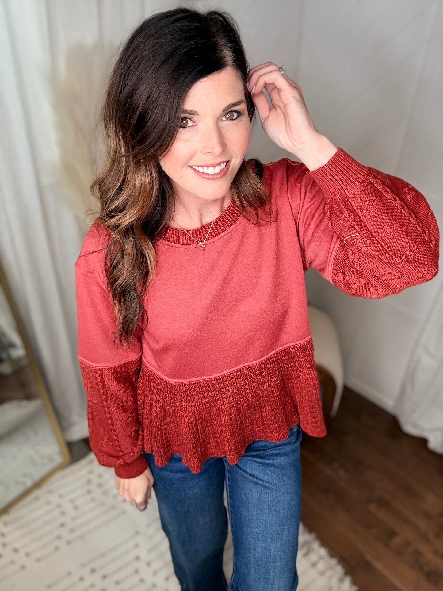 Brick Autumn Mixed Sweater