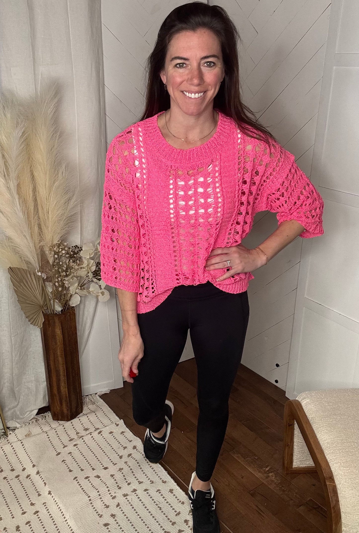 Fuchsia Breezy Knit Top