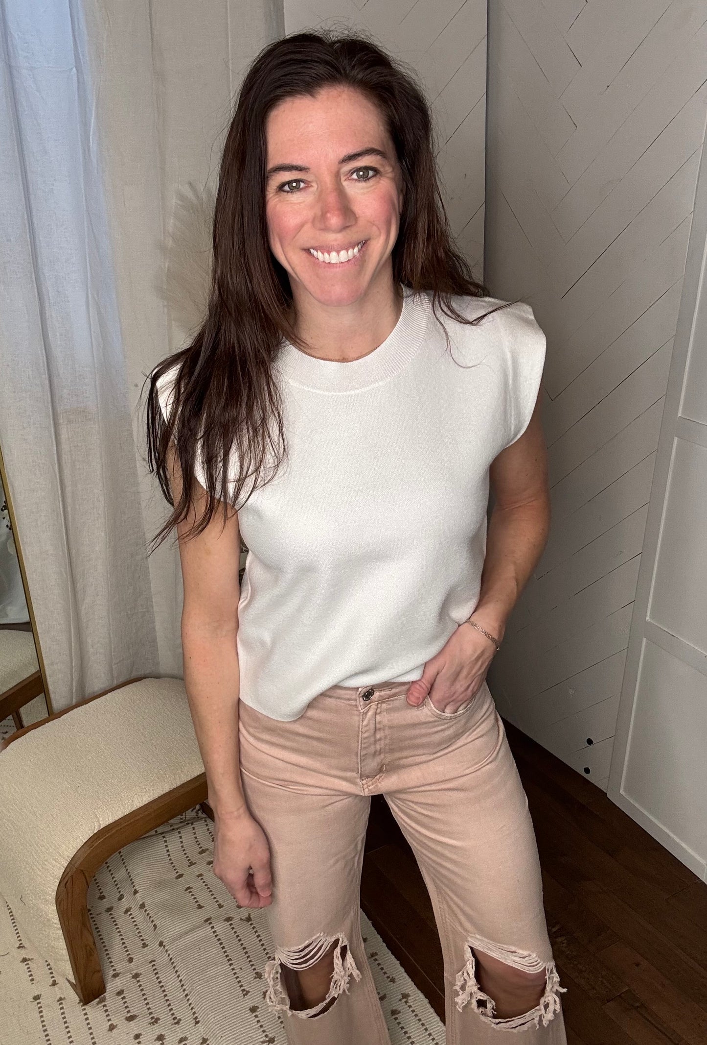 Muscle Crewneck Sweater: Cream