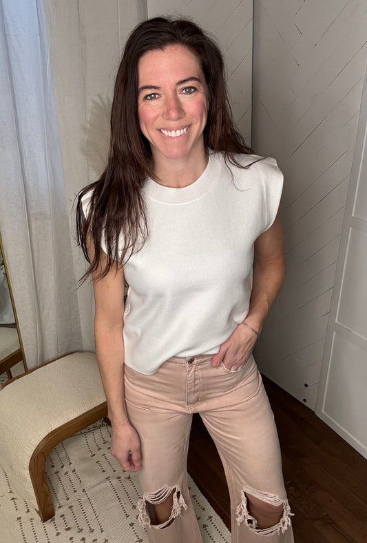 Muscle Crewneck Sweater: Cream