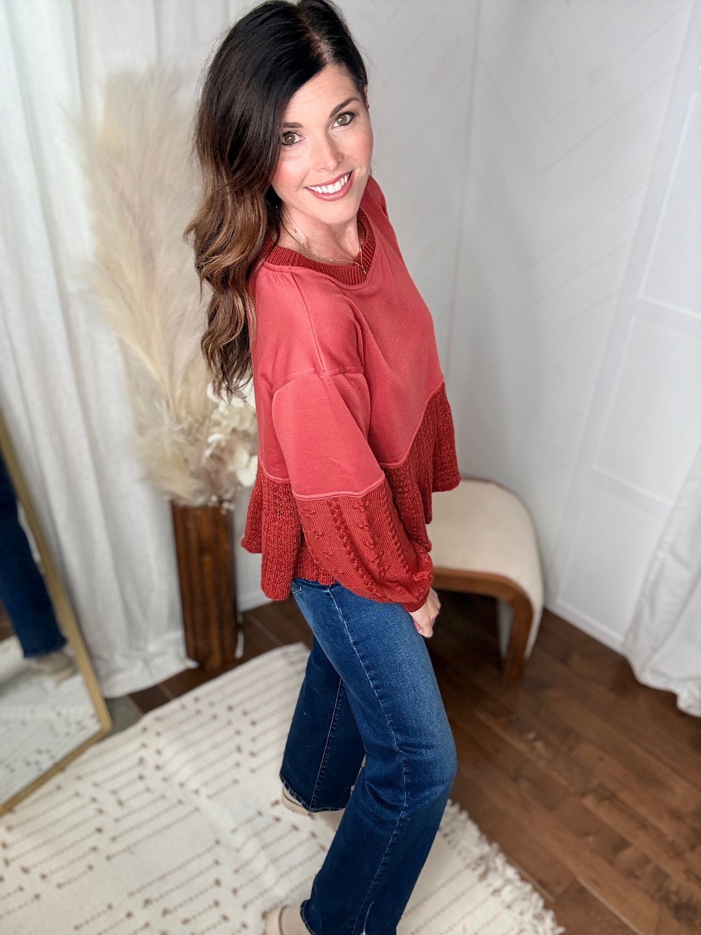 Brick Autumn Mixed Sweater