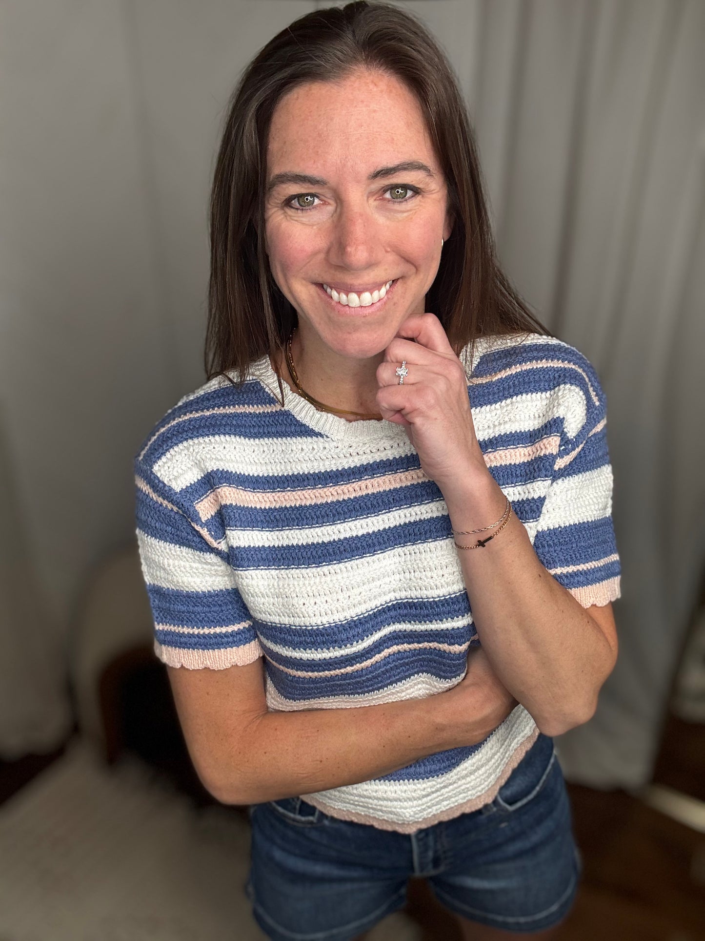 Peach Coast Stripe Sweater