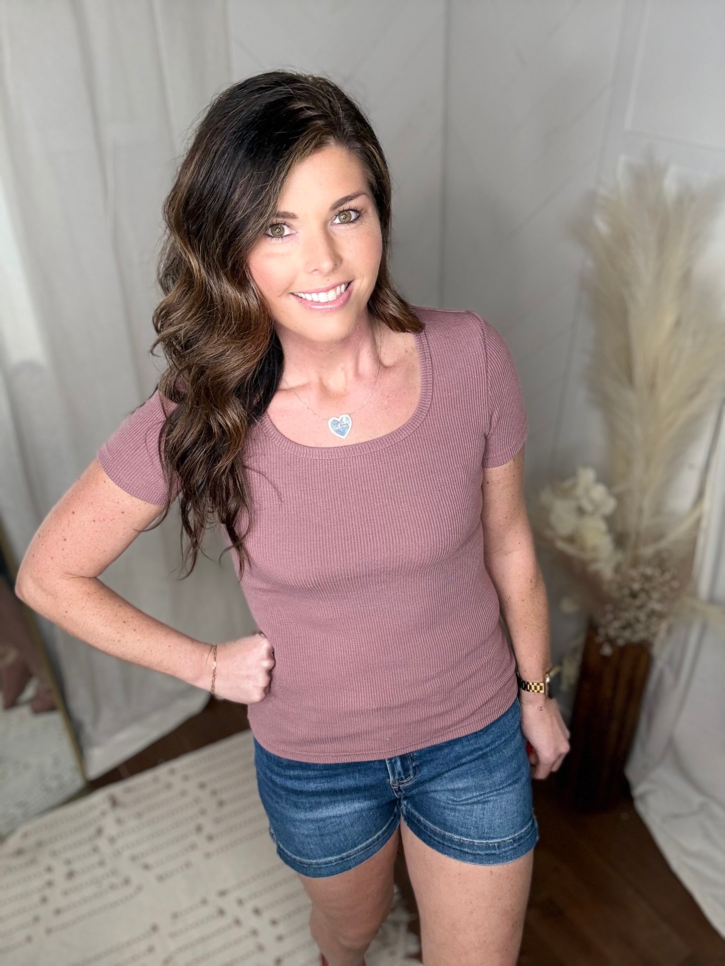 Faded Fig Ribbed Sweater Tee