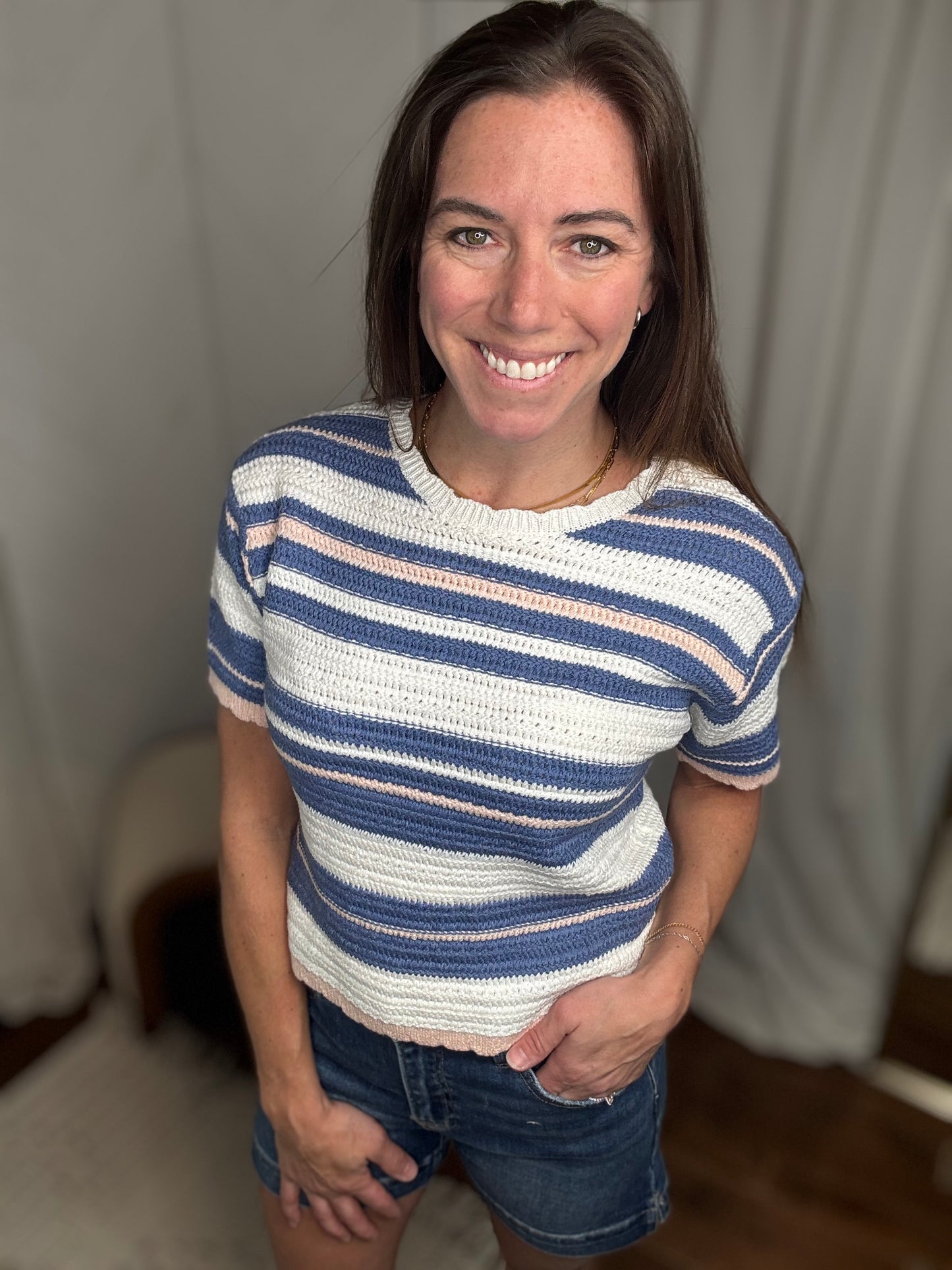 Peach Coast Stripe Sweater