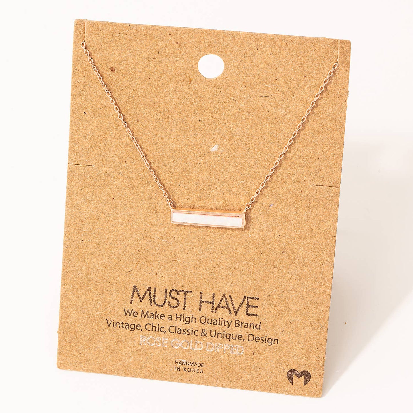 Opal Stone Bar Pendant Necklace