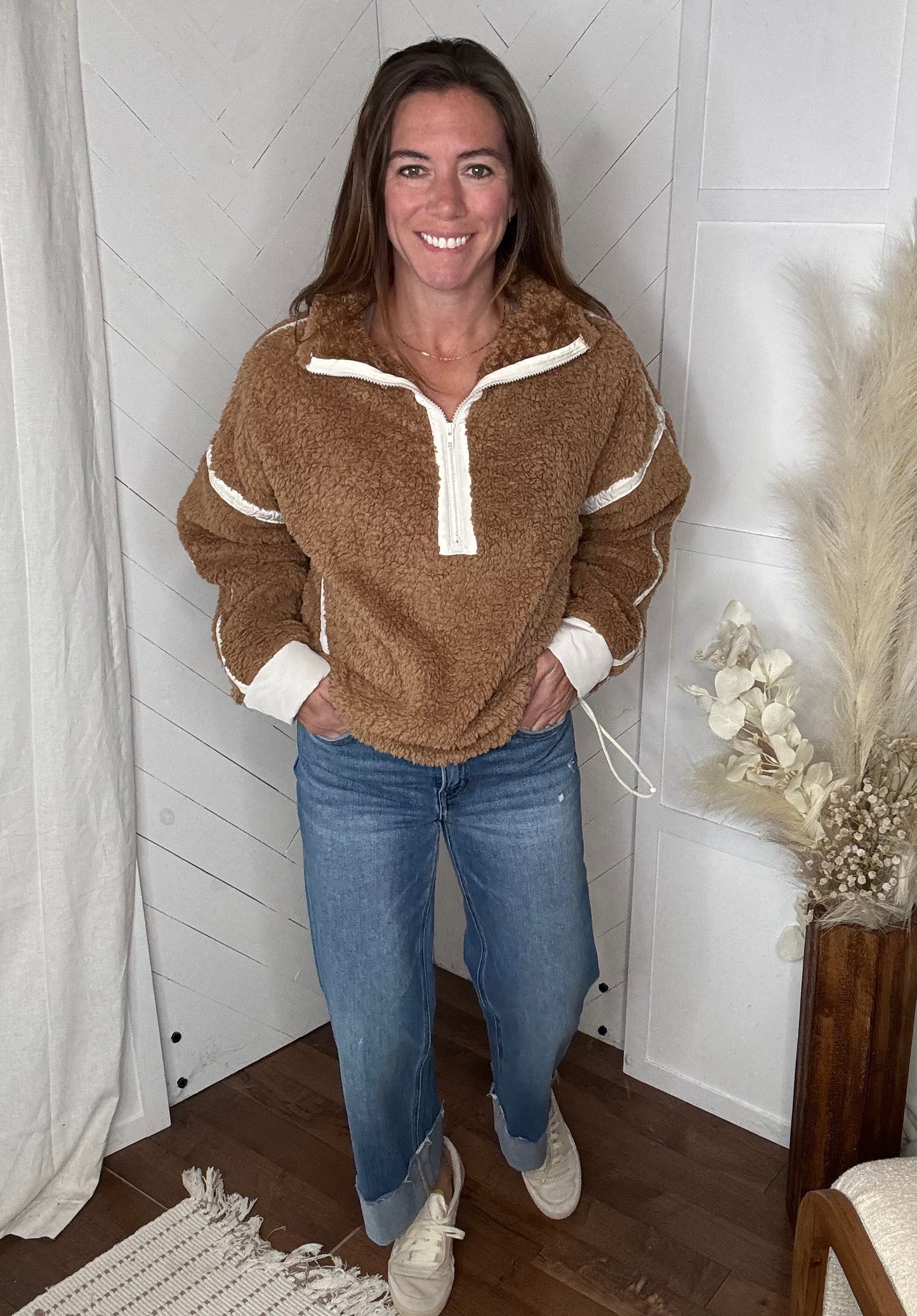 Camel 1/2 Zip Sherpa