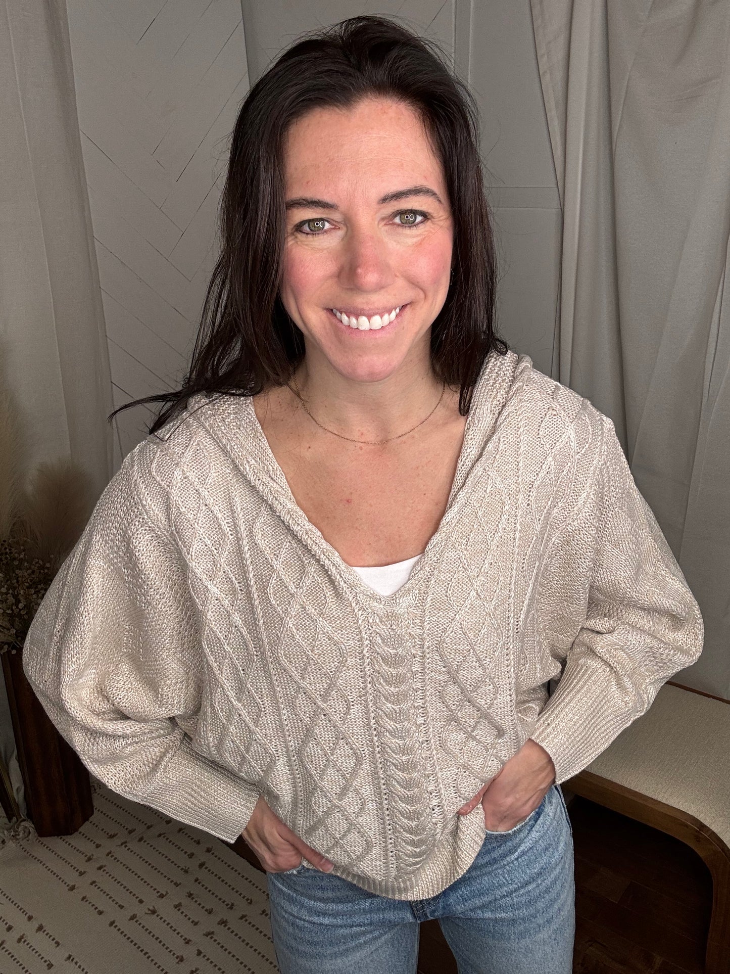 Dolman Hooded Oatmeal Sweater