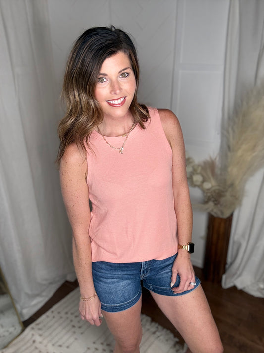 Textured Coral Sleeveless Top