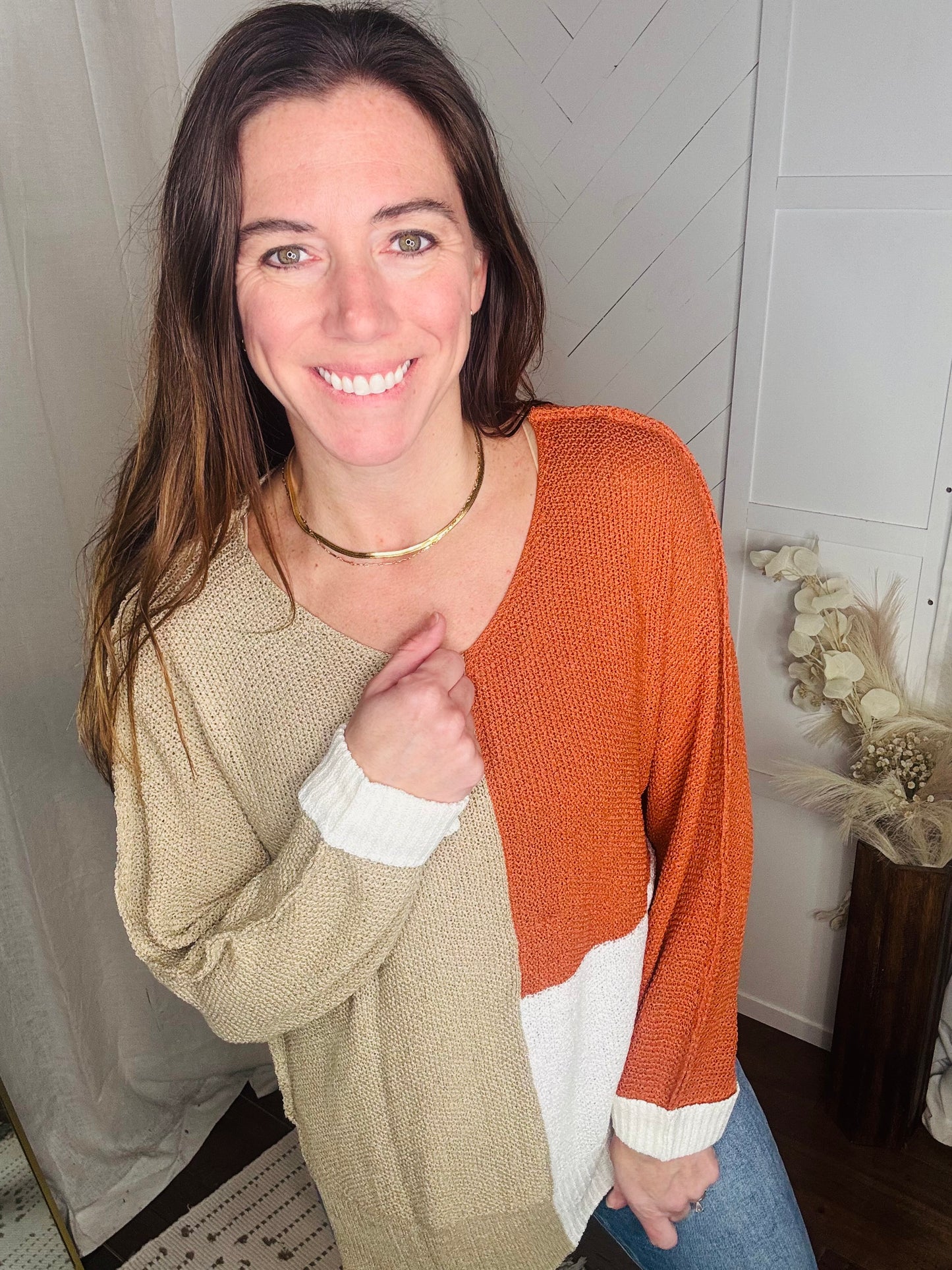 Rust + Cream Weekend Sweater