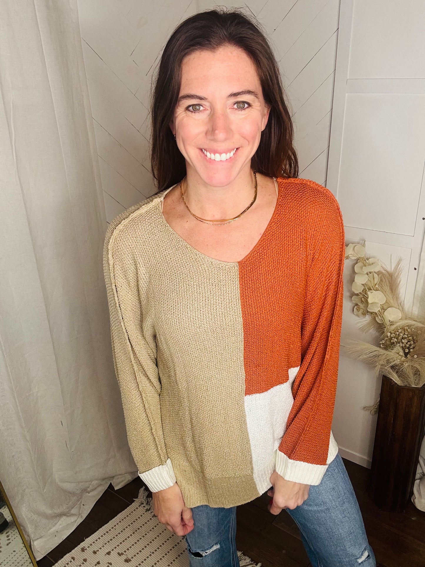 Rust + Cream Weekend Sweater