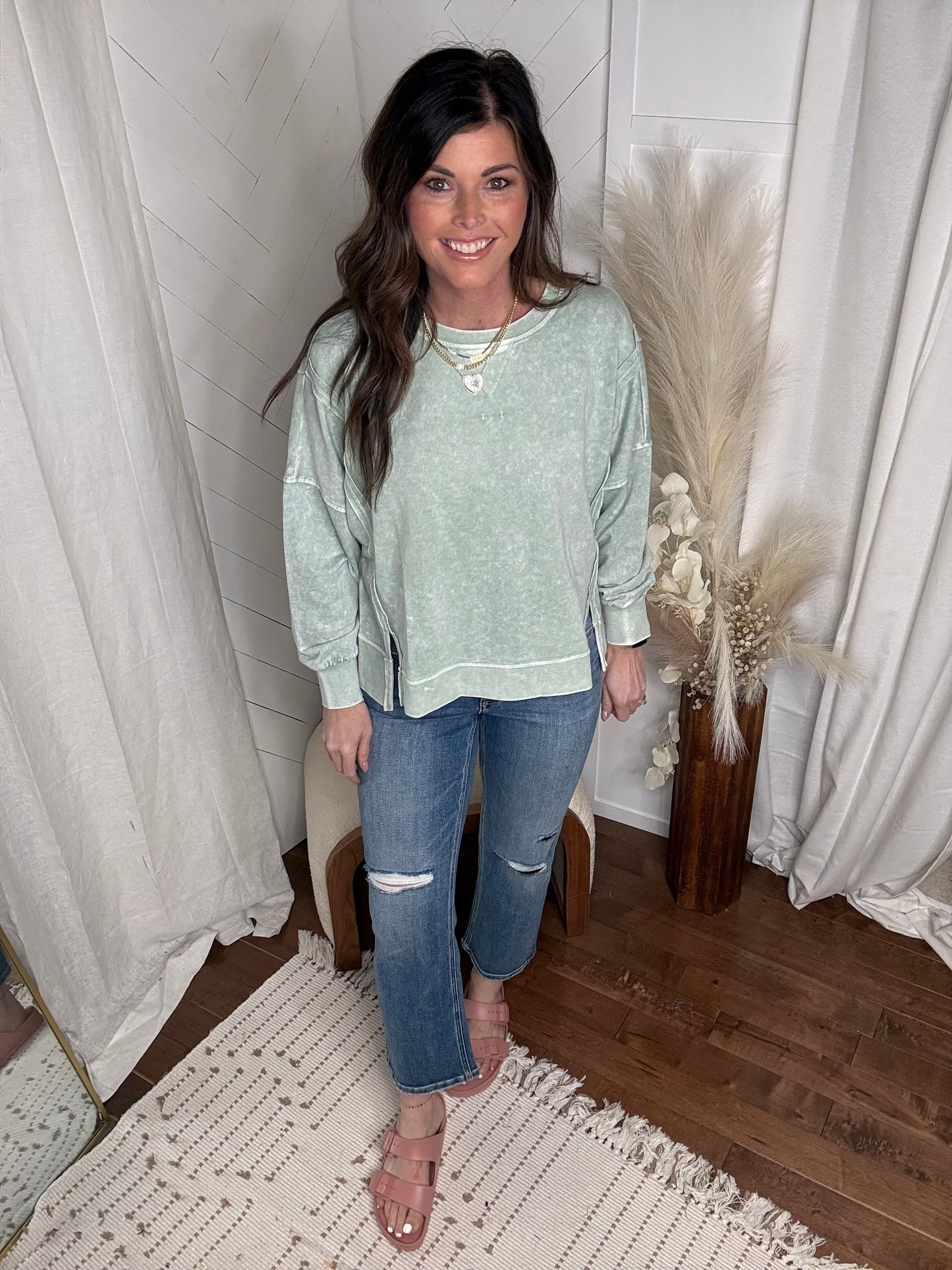 Mint Acid Washed Sweatshirt