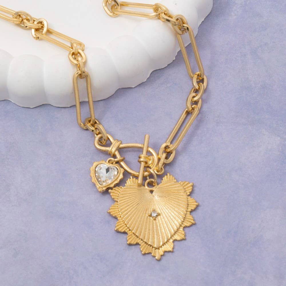 Double Heart Pendant Necklace