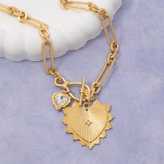 Double Heart Pendant Necklace
