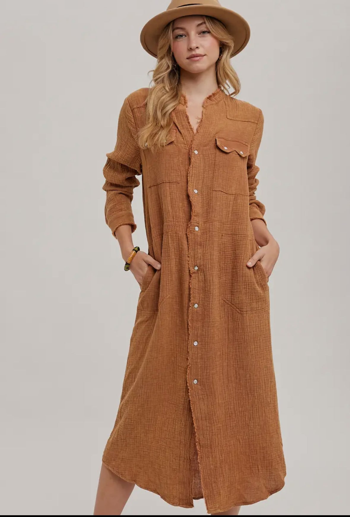 Latte Midi Shirt Dress