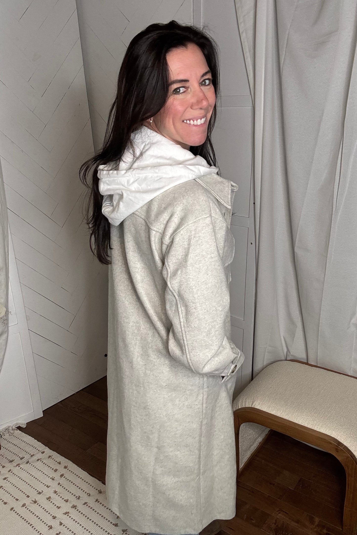 Twofer Hoodie Jacket: Oatmeal
