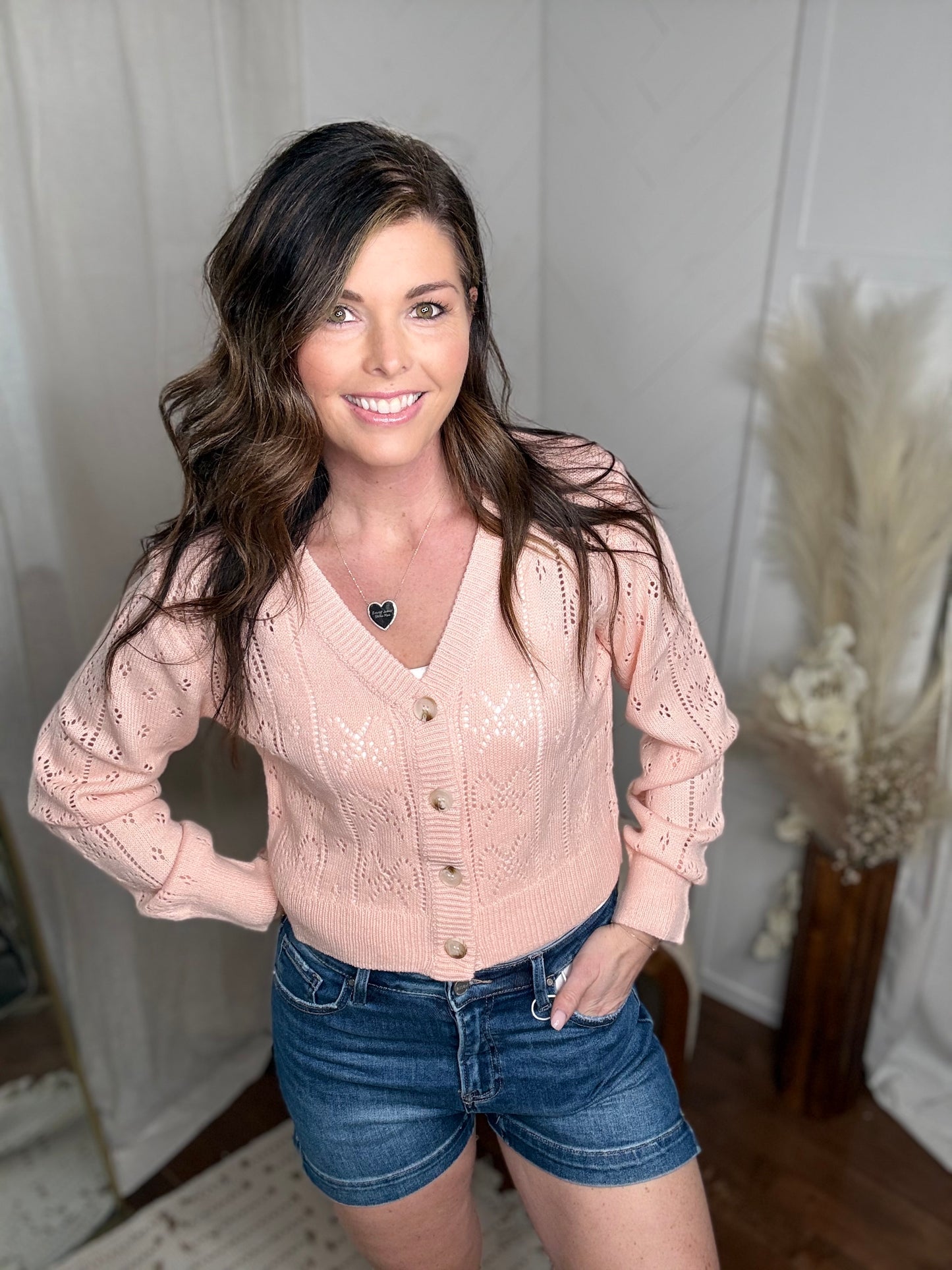 Blush Bow Charm Cardigan