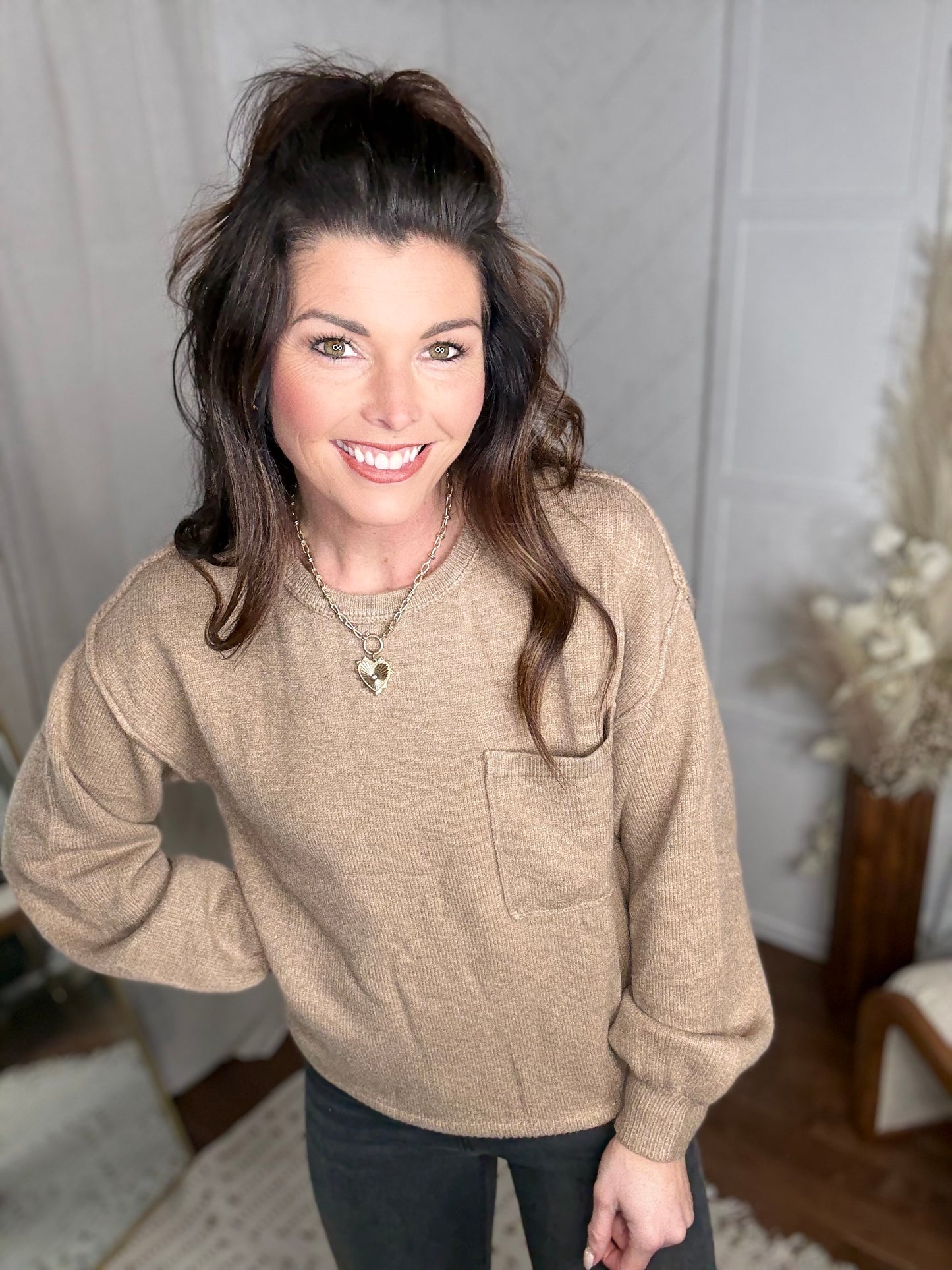 Khaki Edge Sweater