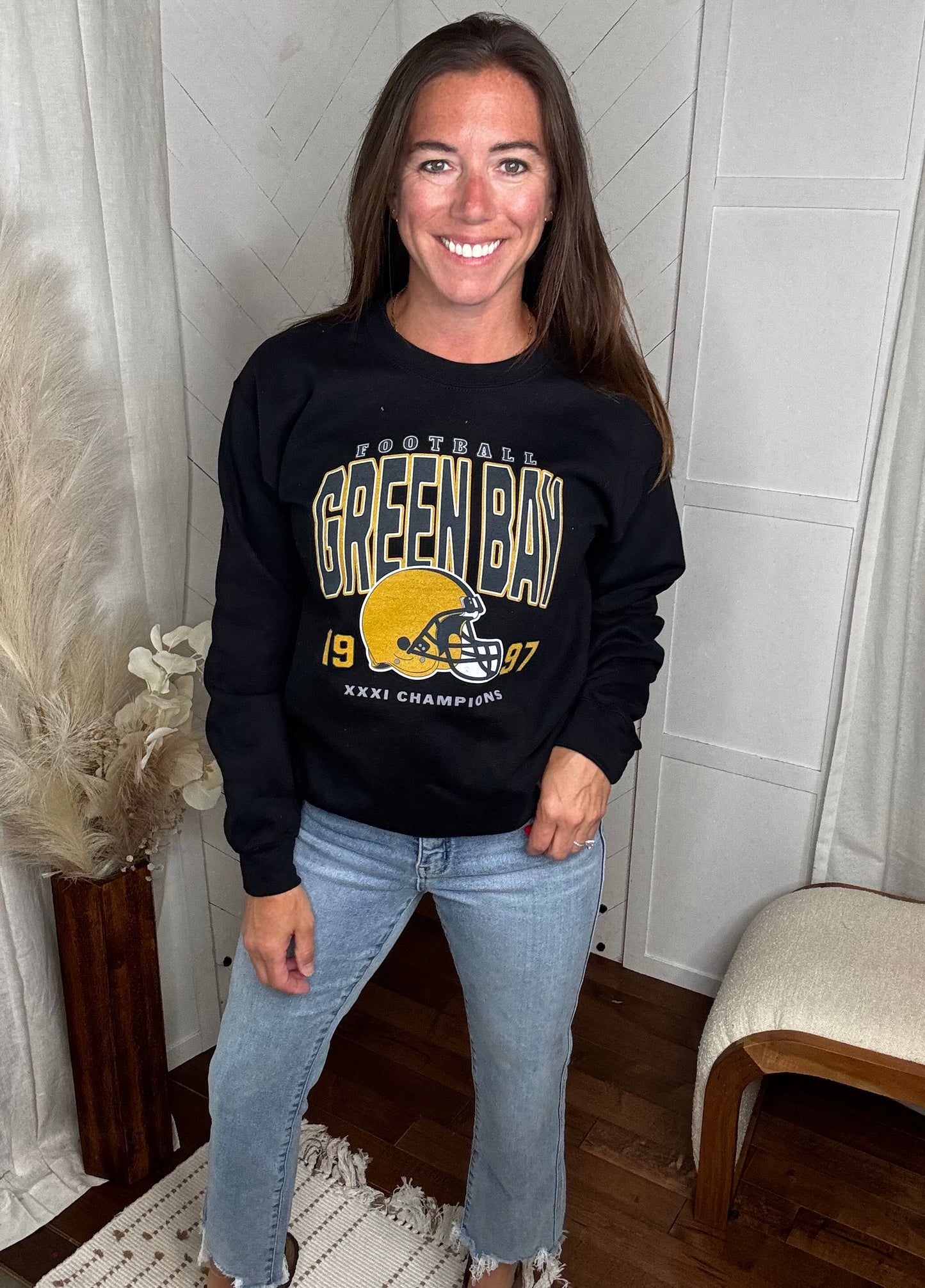 Green Bay Football Sweatshirt: Black