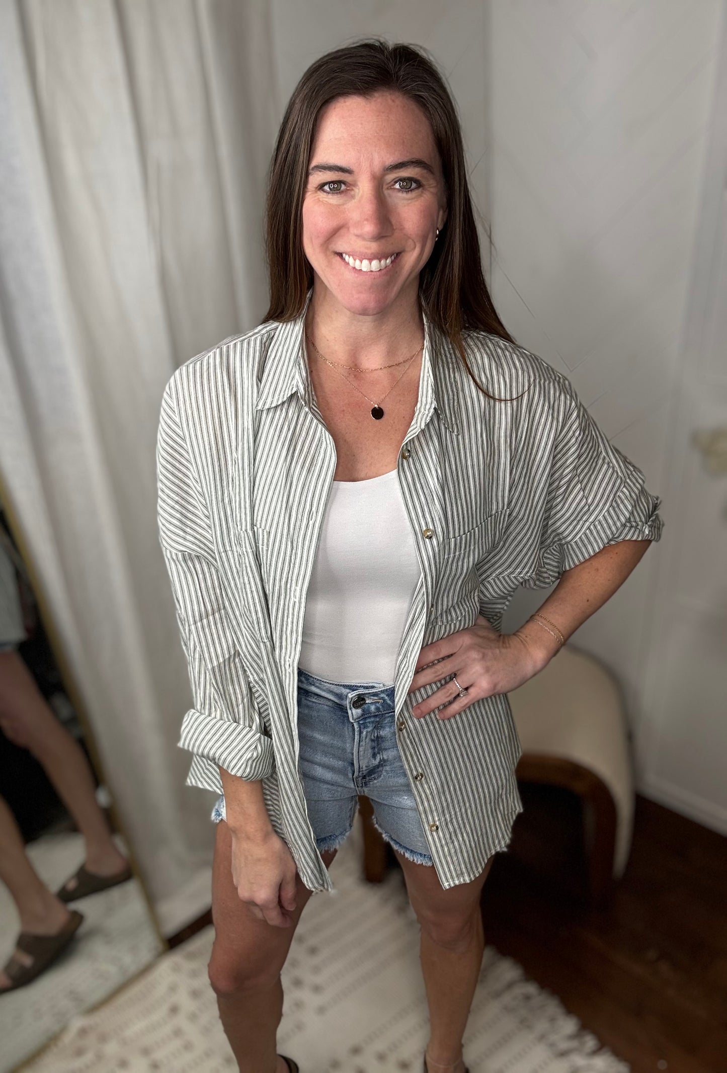 Risen71: Light High Rise Distressed Shorts